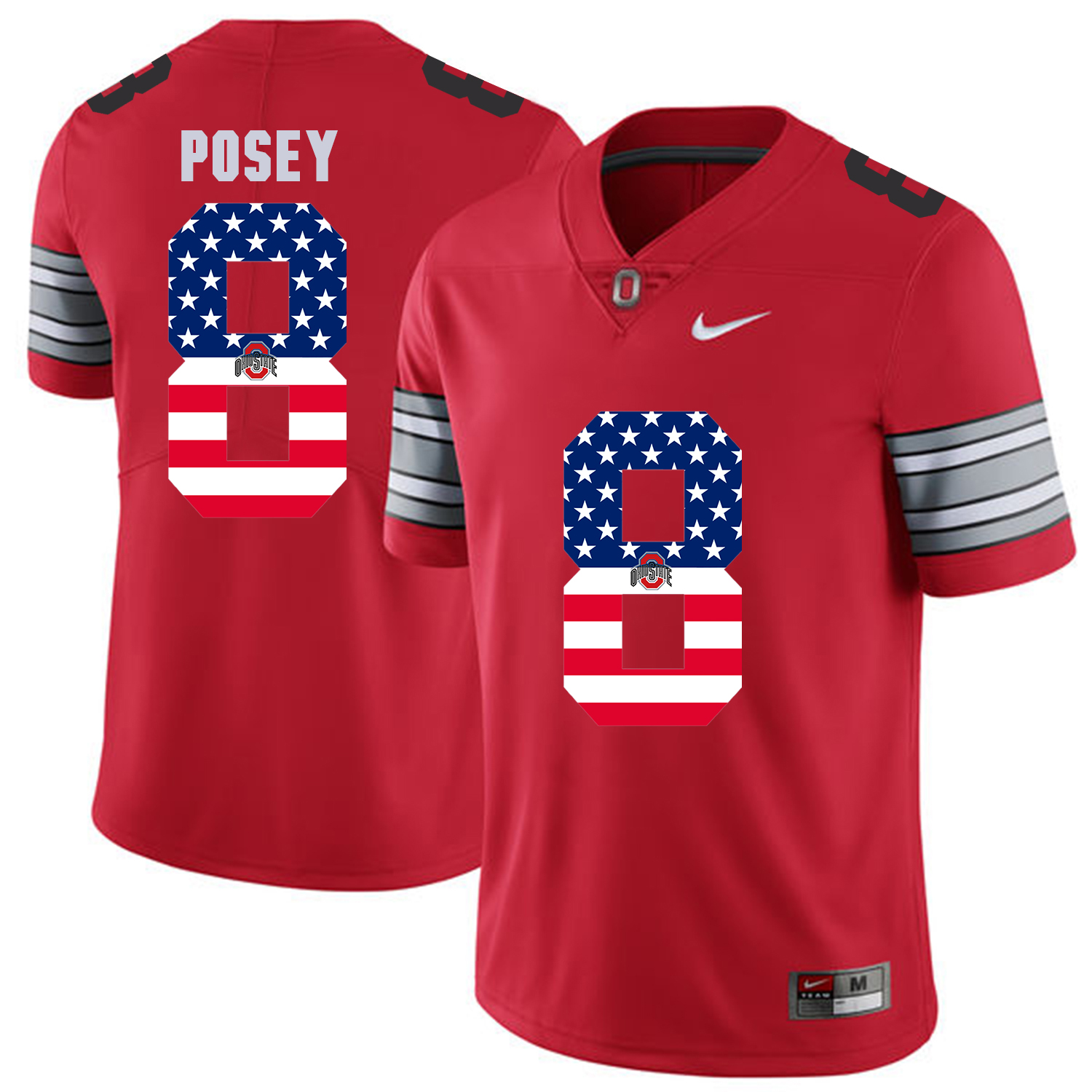 Men Ohio State 8 Posey Red Flag Customized NCAA Jerseys